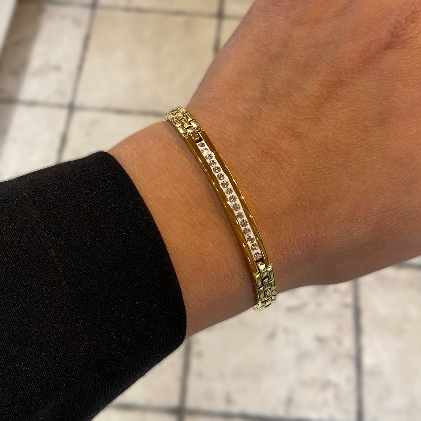 14k apzeltīta rokassprādze ar cirkonijiem – ,