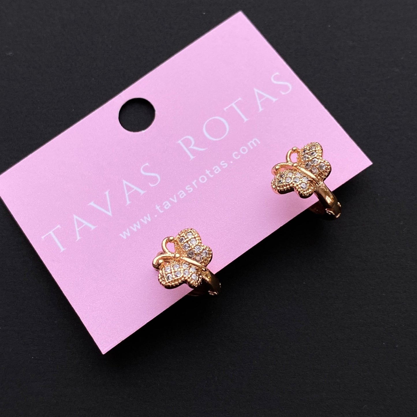 Apzeltīti mazi tauriņu riņķīši - 18k - apzeltita - rotas