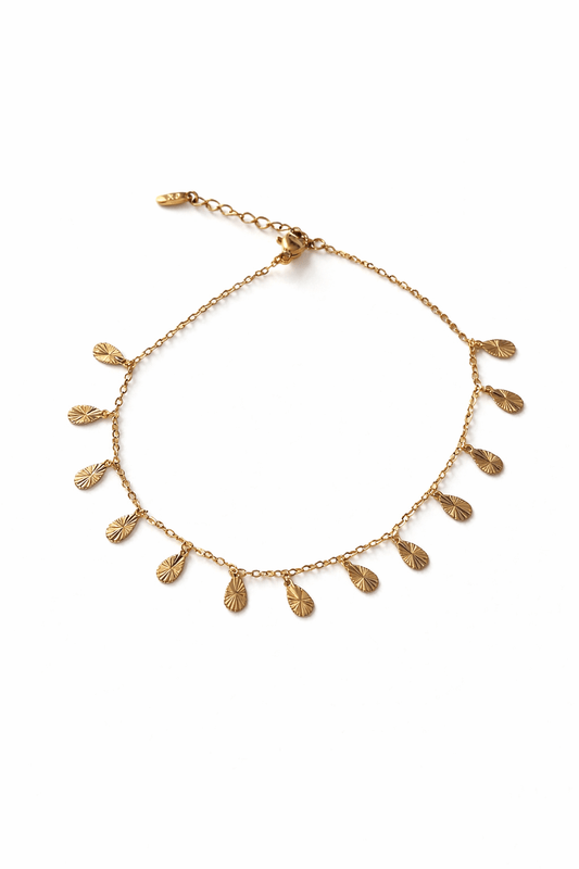 Apzeltīta kājas ķēdīte ar lapiņām - 18k - apzeltita - rotas