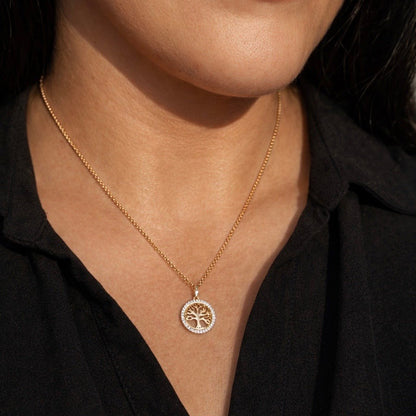 Apzeltīta kaklarota ar dzīvības koka kulonu - 18k - apzeltita - rotas