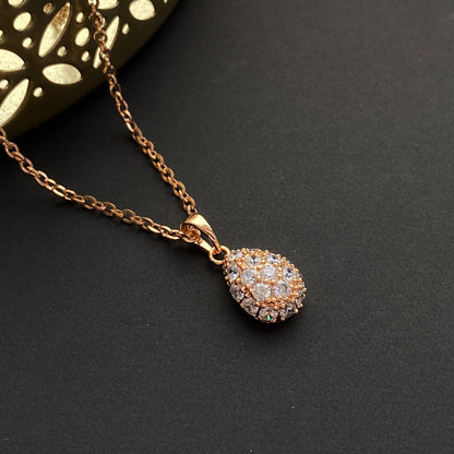 Apzeltīta kaklarota ar lāses kulonu un cirkonijiem - 18k - apzeltita - rotas