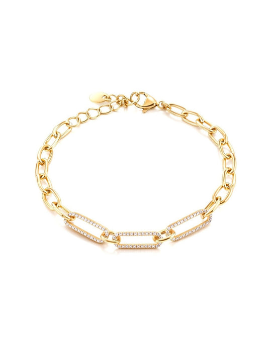 Apzeltīta rokassprādze ar cirkonijiem - 18k - apzeltita - rotas