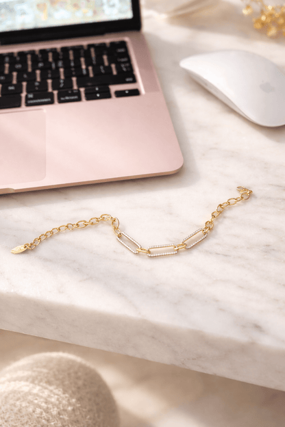 Apzeltīta rokassprādze ar cirkonijiem - 18k - apzeltita - rotas