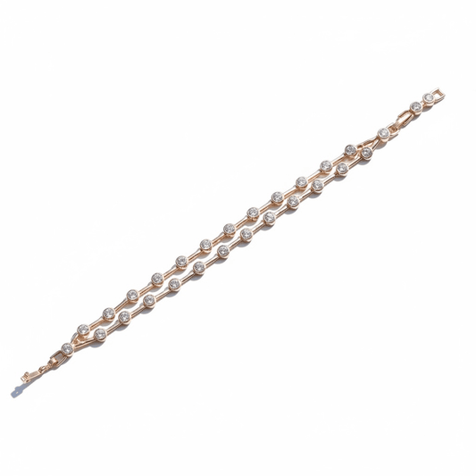 Apzeltīta rokassprādze ar divām rindām kristālu - 18k - apzeltita - rotas