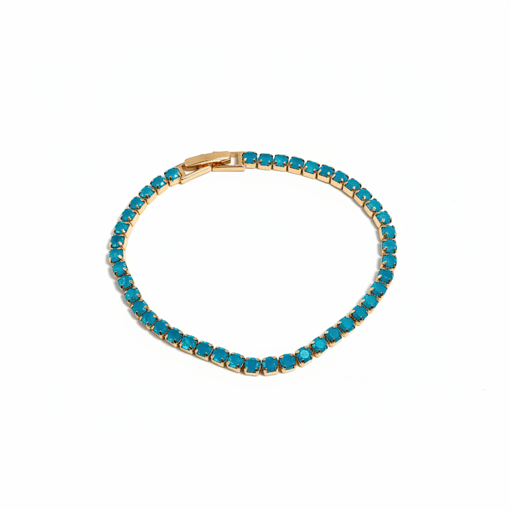 Apzeltīta rokassprādze ar ziliem kristāliem - 18k - apzeltita - rotas