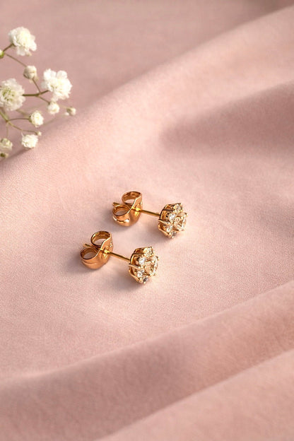 Apzeltītas nagliņas ar cirkoniju vainagu - 18k - apzeltita - rotas