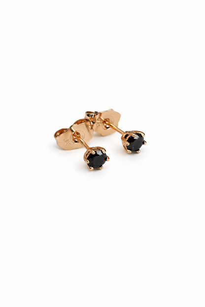 Apzeltītas nagliņas ar melnu kristālu - 18k - apzeltita - rotas