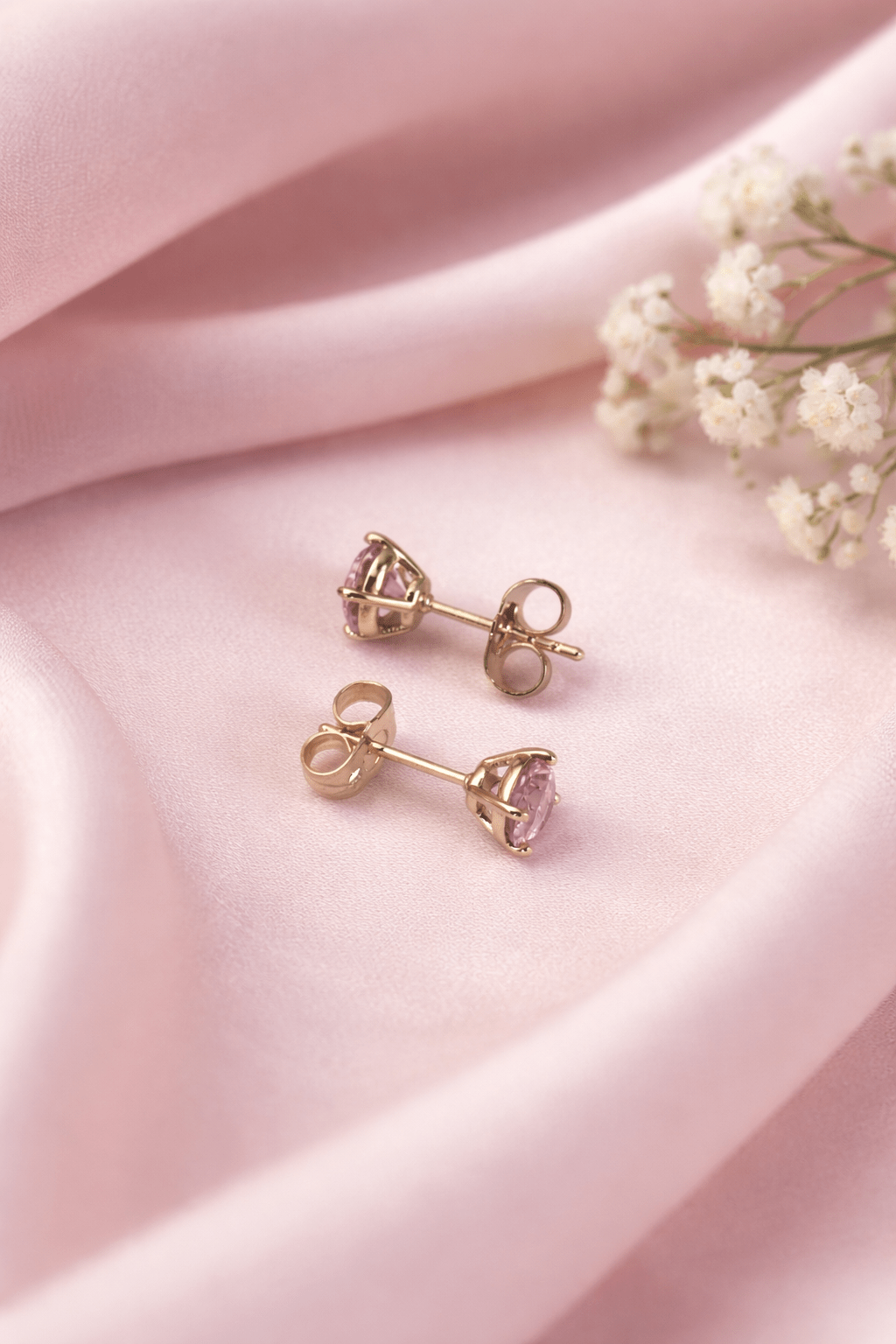 Apzeltītas nagliņas ar rozā kristālu - 18k - apzeltita - rotas