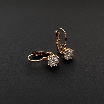 Apzeltīti auskari ar cirkoniju un angļu aizdari - 18k - apzeltita - rotas