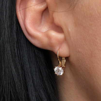 Apzeltīti auskari ar cirkoniju un angļu aizdari - 18k - apzeltita - rotas