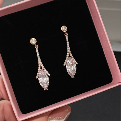 Apzeltīti garie auskari ar kristāliem - 18k - apzeltita - rotas