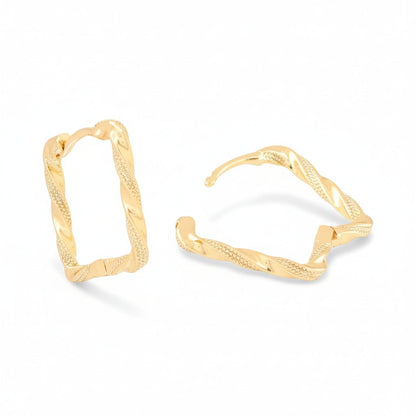 Apzeltīti kvadrāta formas riņķīši ar tekstūru - 18k - apzeltita - rotas