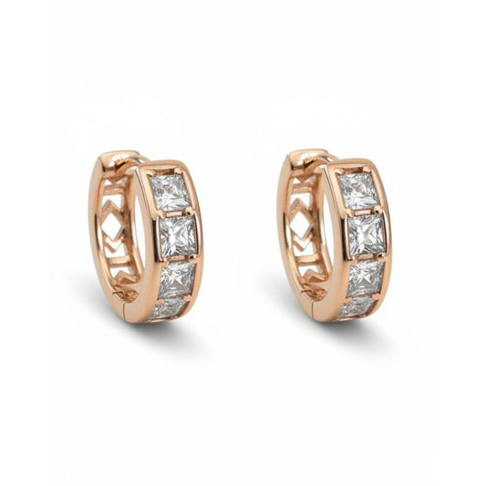 Apzeltīti mazi riņķīši ar kvadrātveida kristāliem - 18k - apzeltita - rotas