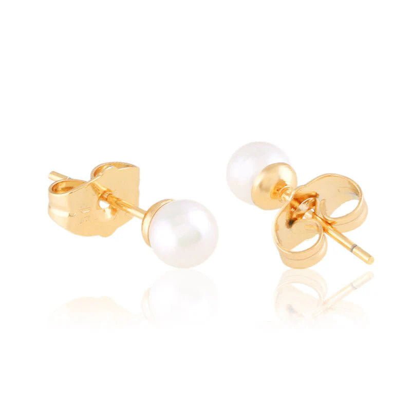 Apzeltīti nagliņu auskari ar pērlīti - 18k - apzeltita - rotas