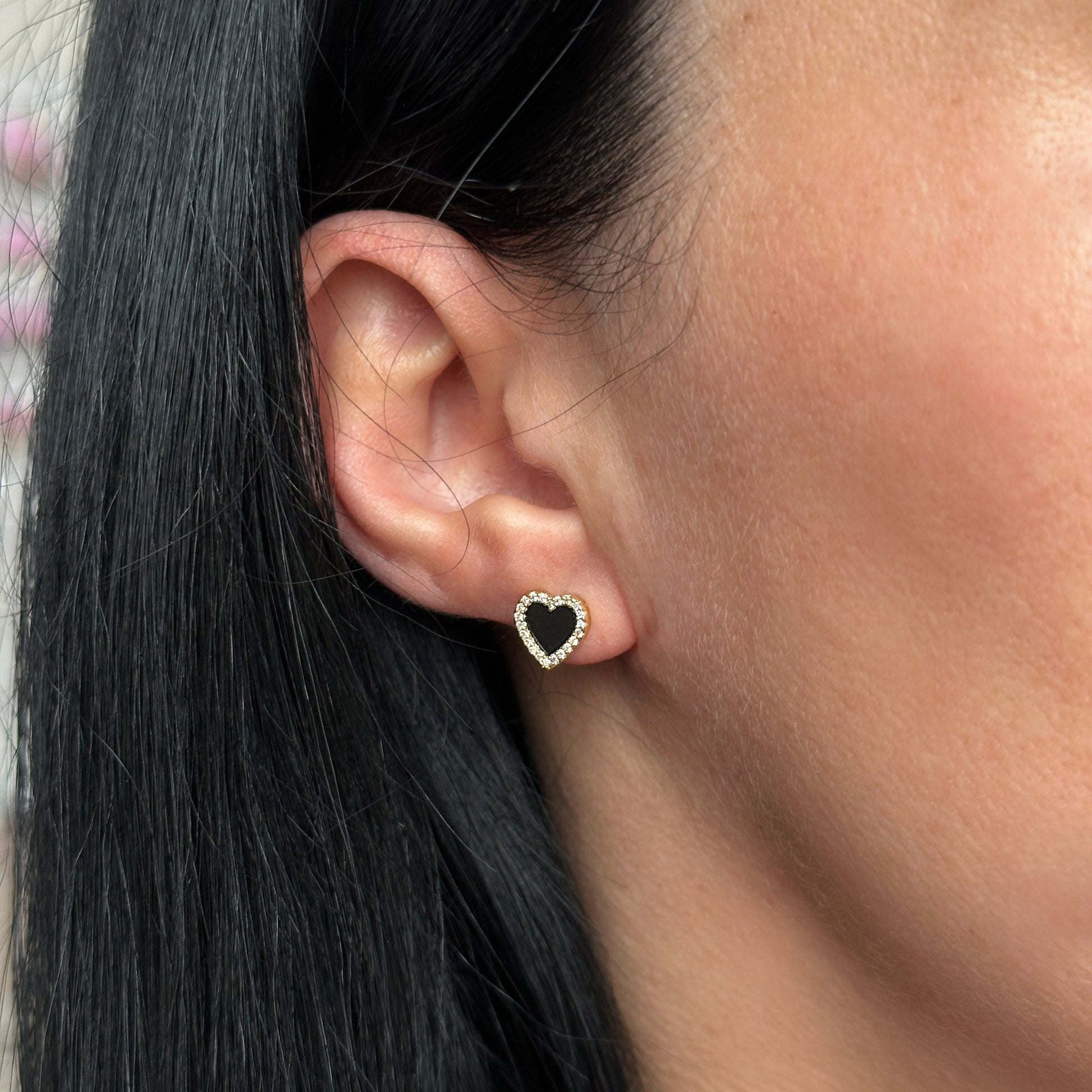 Apzeltīti nagliņu auskari sirds formā - 18k - apzeltita - rotas