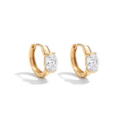 Apzeltīti riņķīši ar baltu ovālo cirkoniju - 18k - apzeltita - rotas