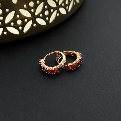 Apzeltīti riņķīši ar sarkaniem kristāliem - 18k - apzeltita - rotas