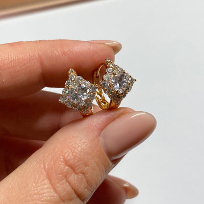 Apzeltīti riņķīšu auskari ar cirkonijiem - 18k - apzeltita - rotas