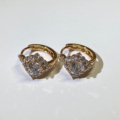 Apzeltīti riņķīšu auskari ar cirkonijiem - 18k - apzeltita - rotas