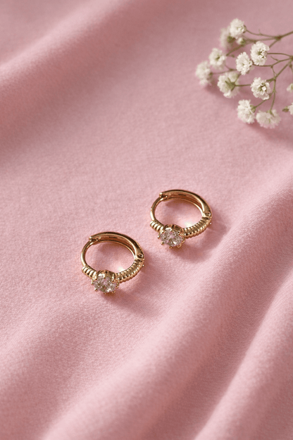 Apzeltīti riņķīšu auskari ar cirkoniju - 18k - apzeltita - rotas