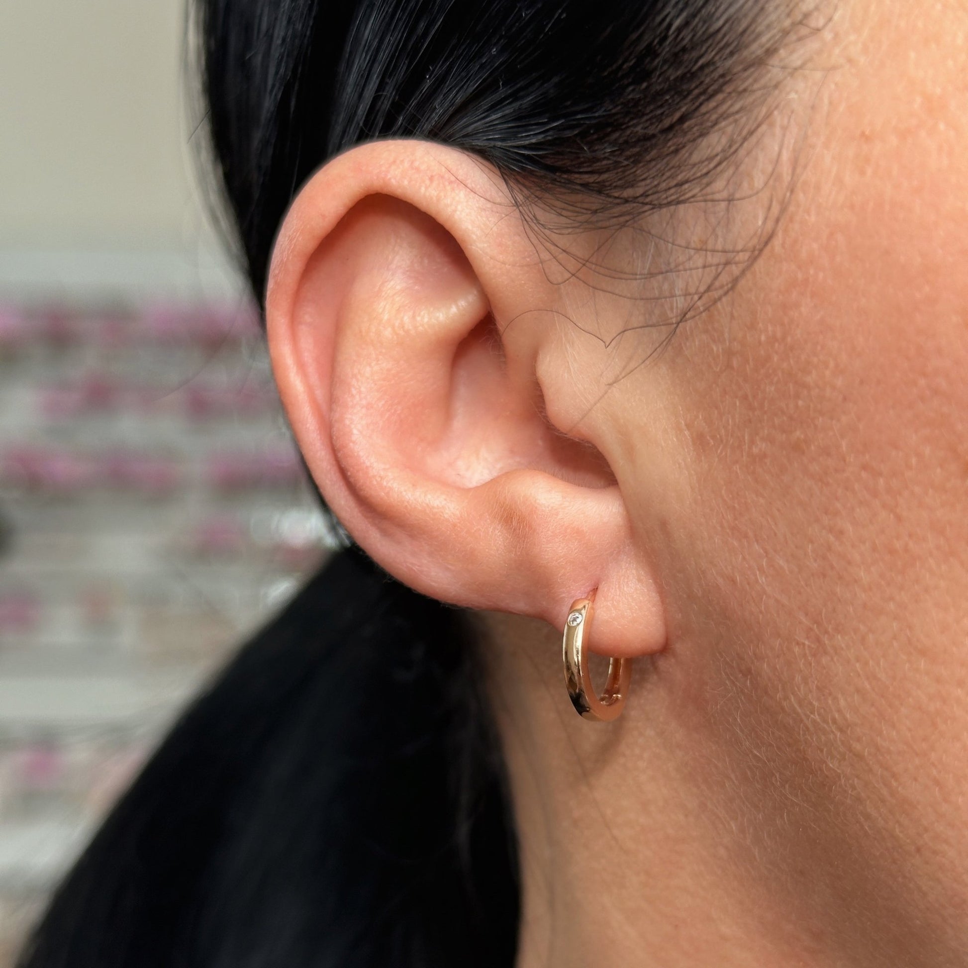 Apzeltīti riņķīšu auskari ar cirkoniju - 18k - apzeltita - rotas