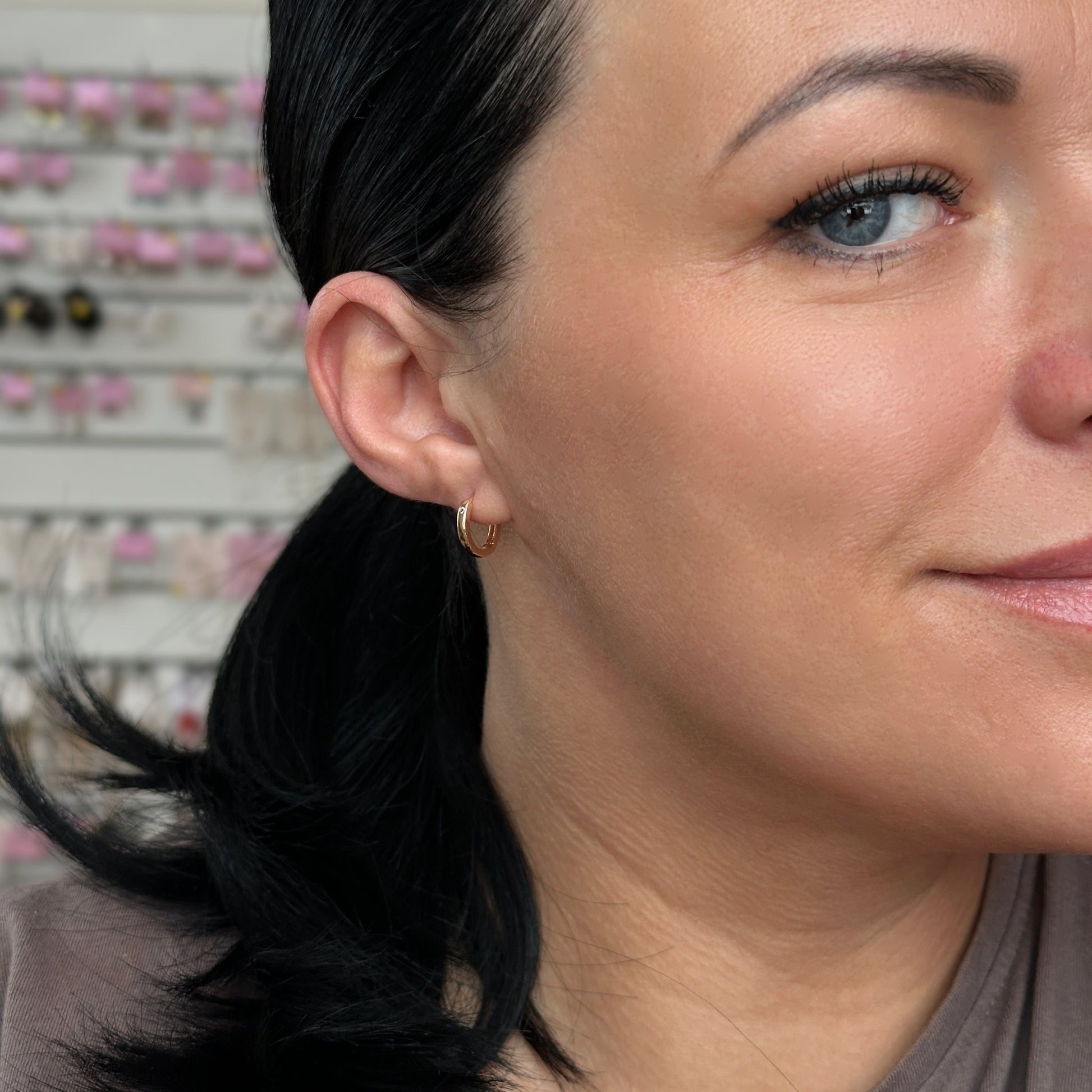 Apzeltīti riņķīšu auskari ar cirkoniju - 18k - apzeltita - rotas