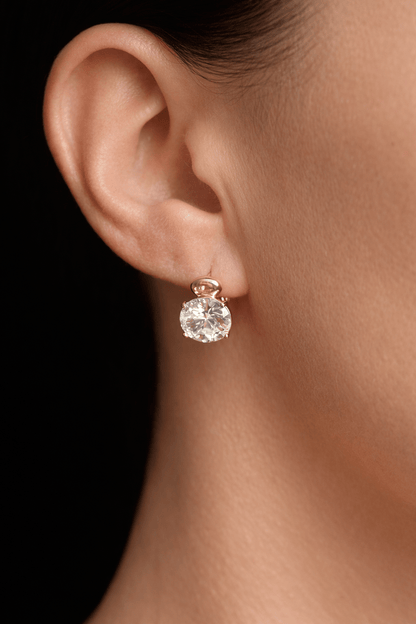 Apzeltīti riņķīšu auskari ar lielu solitaire cirkoniju - 18k - apzeltita - rotas