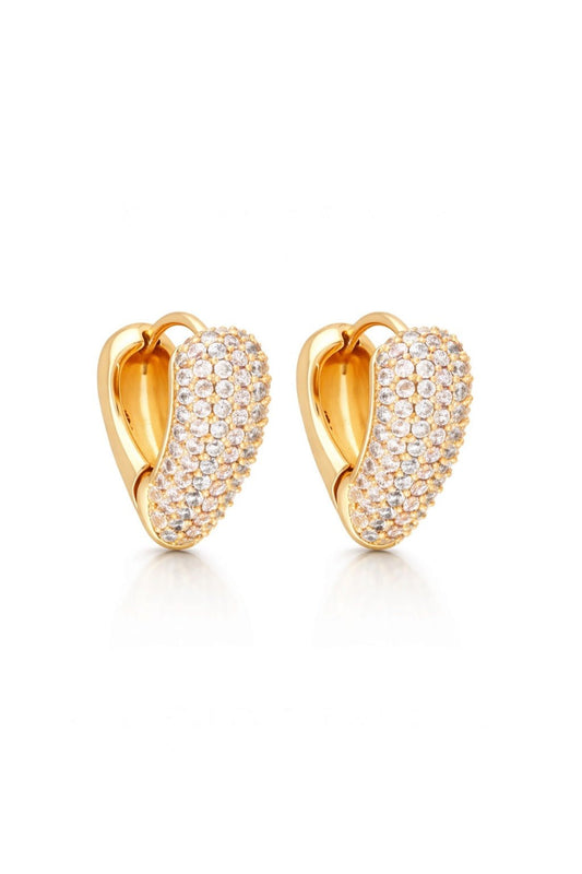 Apzeltīti riņķīšu auskari ar pavé cirkonijiem - 18k - apzeltita - rotas