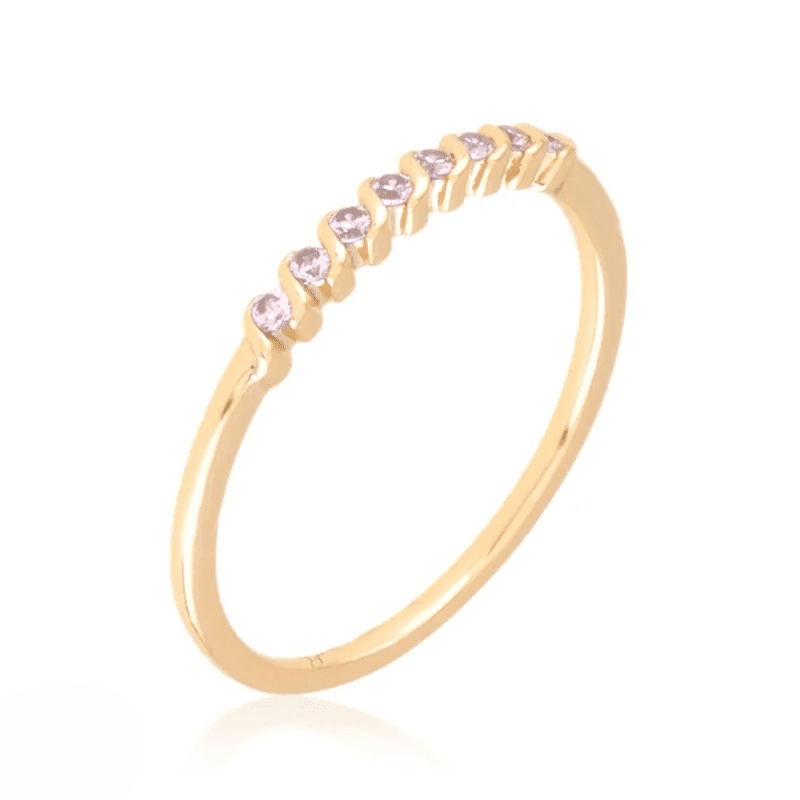 Apzeltīts smalks gredzens ar cirkonijiem - 18k - apzeltita - rotas