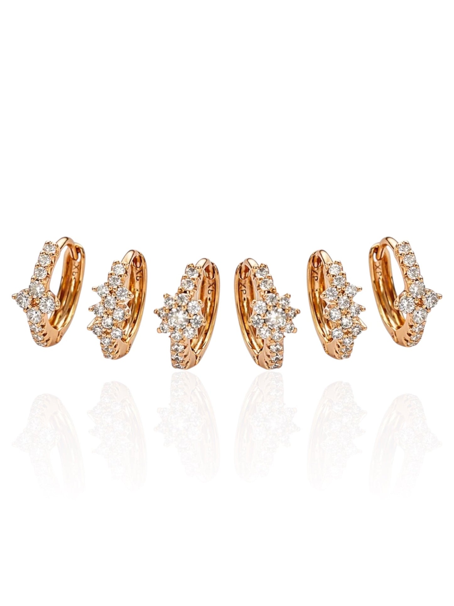 Apzeltītu auskaru komplekts ar 3 pāriem riņķīšu - 18k - apzeltita - rotas