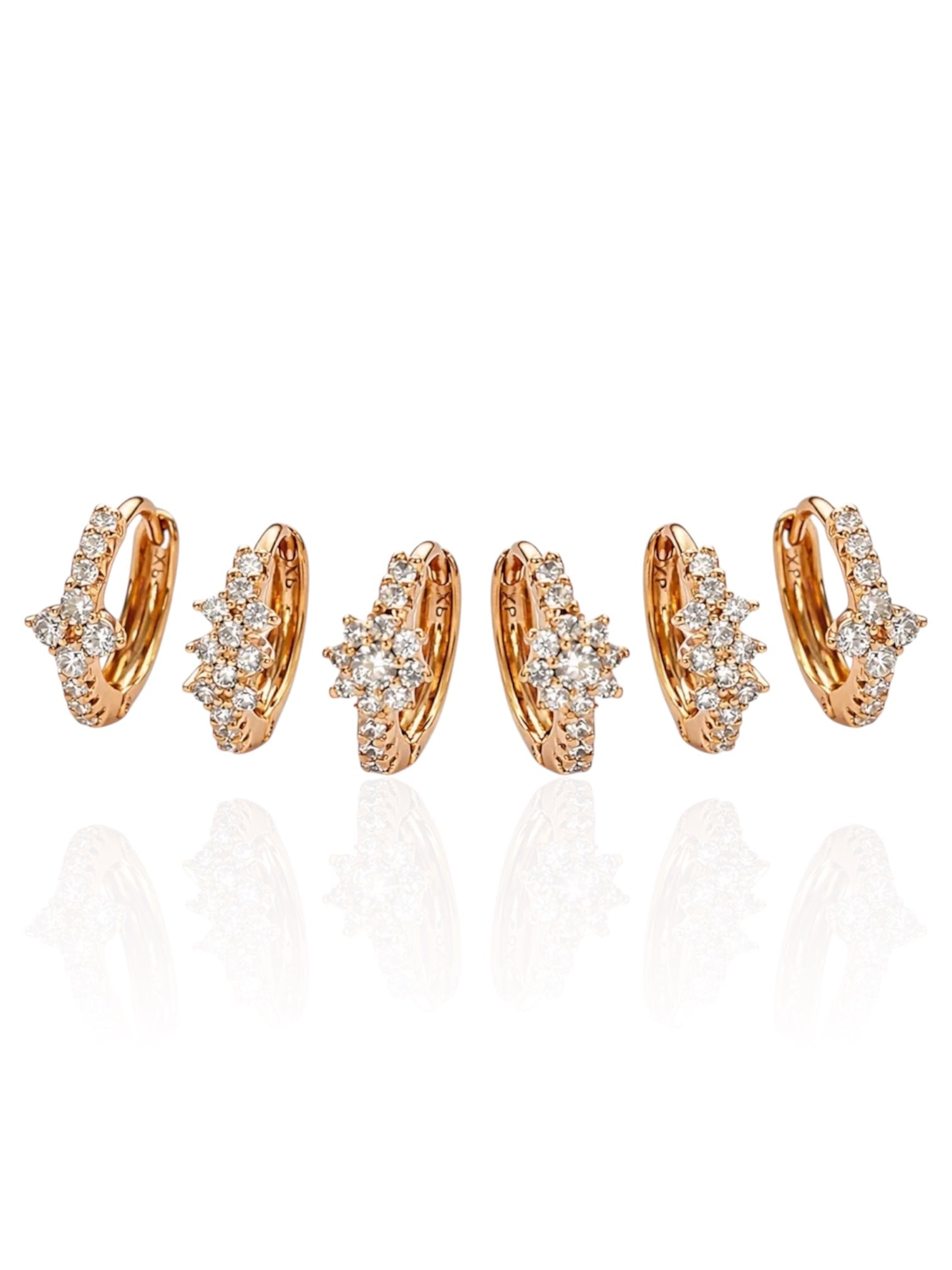 Apzeltītu auskaru komplekts ar 3 pāriem riņķīšu - 18k - apzeltita - rotas