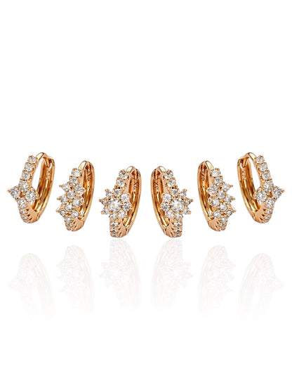 Apzeltītu auskaru komplekts ar 3 pāriem riņķīšu - 18k - apzeltita - rotas