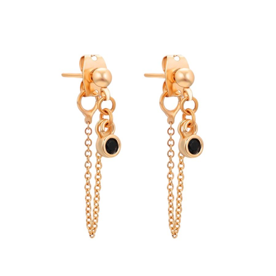 Auskari “Lana” – ar zelta ķēdīti un melnu akcentu