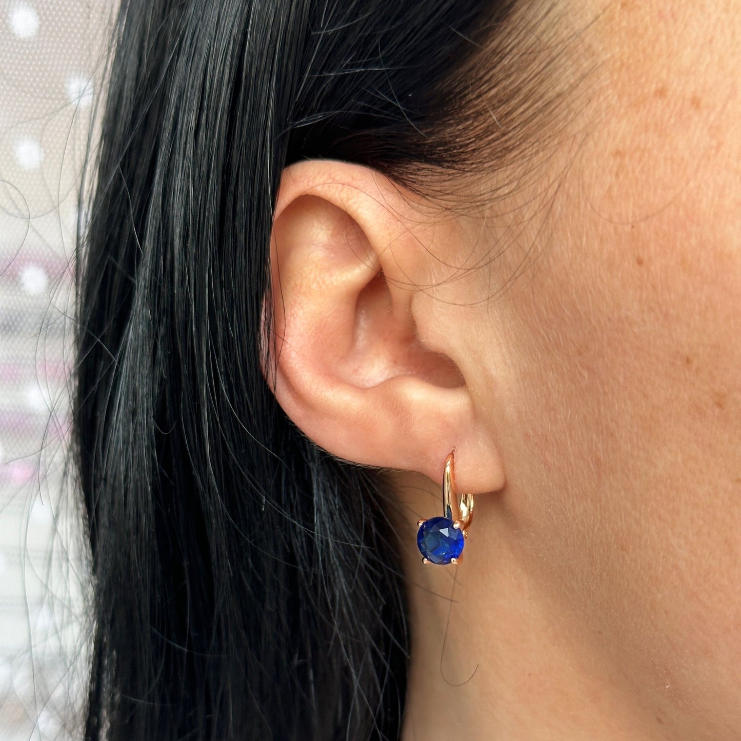 Blue Drop – Apzeltīti auskari ar dziļi ziliem kristāliem - 18k - apzeltita - rotas