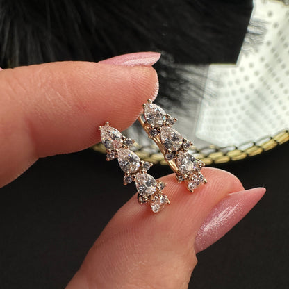 Crystal Drop – Apzeltīti auskari ar cirkonijiem – apzeltītas rotaslietas | Tavas Rotas