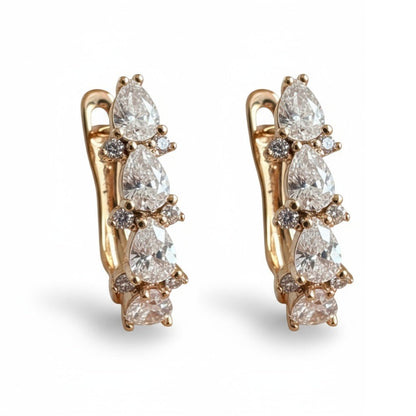 Crystal Drop – Apzeltīti auskari ar cirkonijiem – apzeltītas rotaslietas | Tavas Rotas