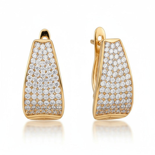 Diamond Glow – Apzeltīti auskari ar angļu aizdari – apzeltītas rotaslietas | Tavas Rotas