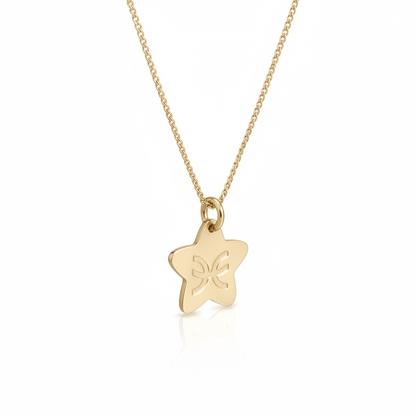 Divpusēja horoskopa kaklarota ar cirkoniju - 18k - apzeltita - rotas