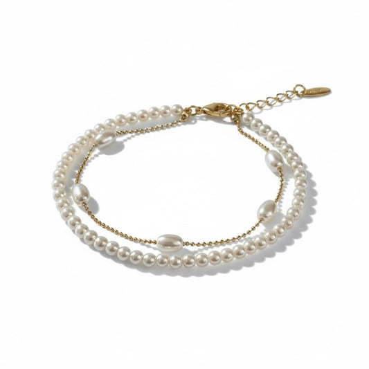 Double Pearl – dubultā rokassprādze ar pērlītēm – apzeltītas rotaslietas | Tavas Rotas