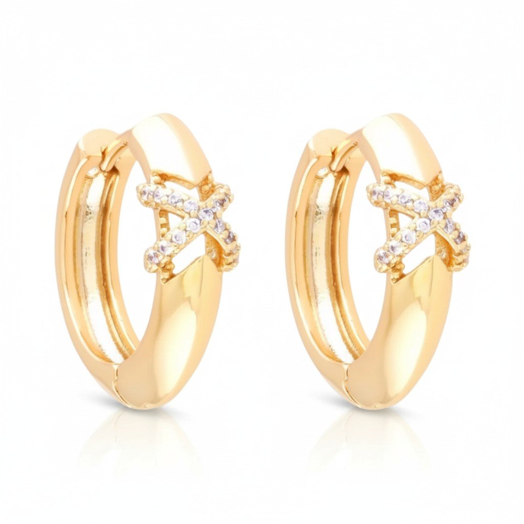 Éclat Cross Hoops – 18K apzeltīti riņķīšu auskari - 18k - apzeltita - rotas