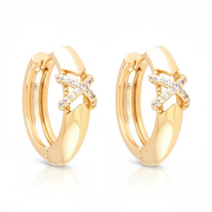 Éclat Cross Hoops – 18K apzeltīti riņķīšu auskari - 18k - apzeltita - rotas