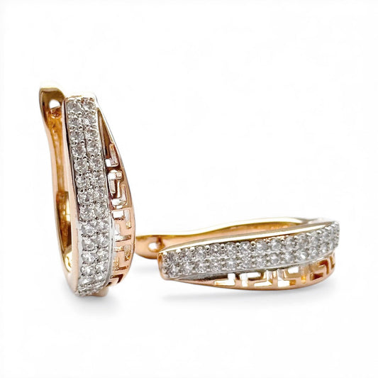 Elara – Apzeltīti auskari ar cirkoniju un angļu aizdari – apzeltītas rotaslietas | Tavas Rotas