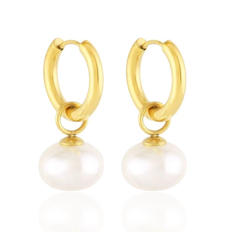 Elegance – apzeltīti auskari ar pērli – apzeltītas rotaslietas | Tavas Rotas