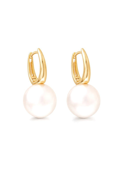 Eleganti apzeltīti auskari ar pērlīti - 18k - apzeltita - rotas
