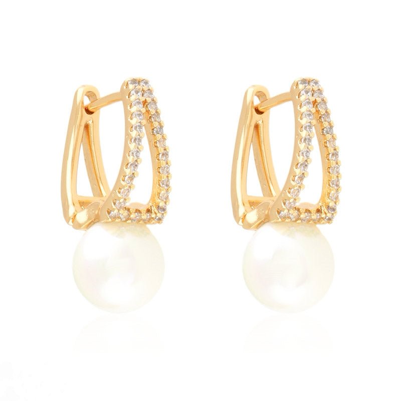 GOLD PLATED ENGLISH LOCK EARRINGS WITH PEARLgold plated earringsWomans earrings