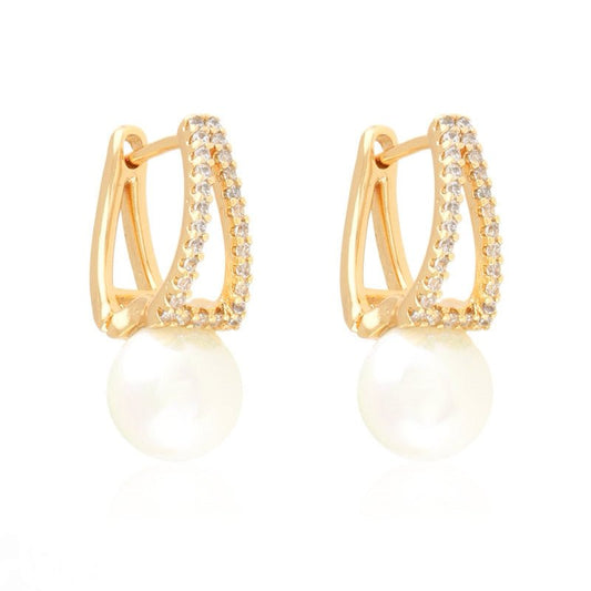 GOLD PLATED ENGLISH LOCK EARRINGS WITH PEARLgold plated earringsWomans earrings