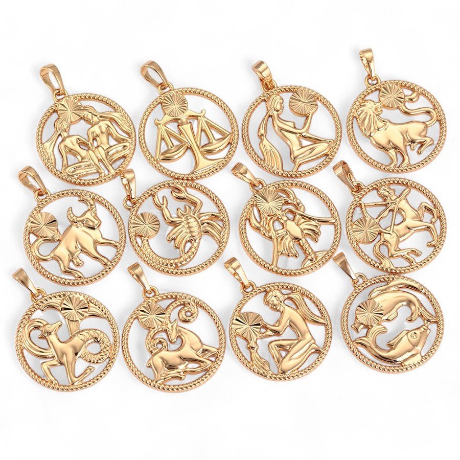 Horoskopa kulons – zodiaka zīmes amulets apzeltīts kulons astroloģija dāvana dzimšanas dienā