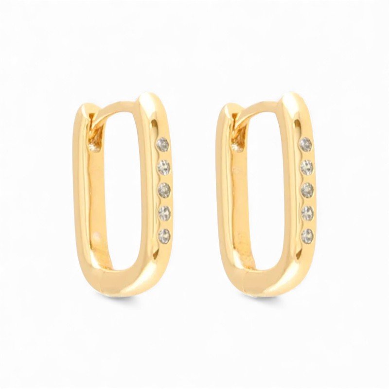  - Recta Mini – Apzeltīti taisnstūra formas auskari ar cirkonijiem - 1