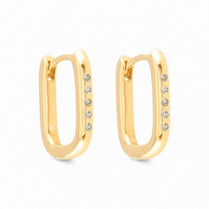  - Recta Mini – Apzeltīti taisnstūra formas auskari ar cirkonijiem - 1