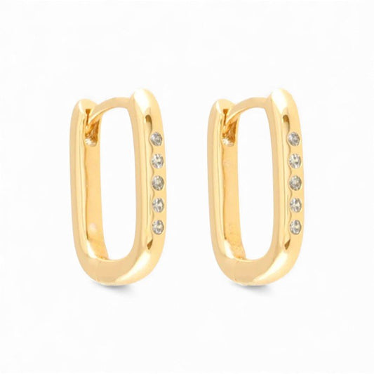  - Recta Mini – Apzeltīti taisnstūra formas auskari ar cirkonijiem - 1